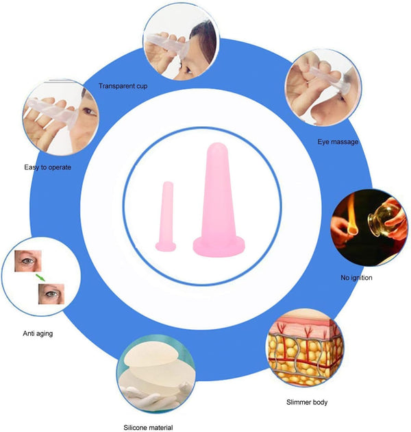 2Pcs Pink Cupping Set,Mini Silicone Face Cupping Set Vacuum Suction Massage Cups anti Cup Facial Cupping Set for Adults,Body and Face,Anti