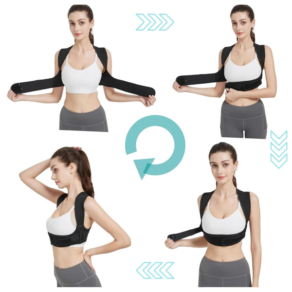 Posture Corrector for Women, 3Rd Gen. Adjustable Back Support with Shoulder Brace, Back Straightener and Pain Relief for Men, Black (Small/Medium)