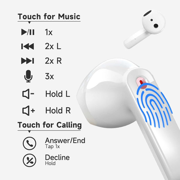 Wireless Earbuds Bluetooth Earbuds Wireless Headphones IPX5 Waterproof Earphones Noise Cancelling Headset Deep Bass Long Battery Bluetooth