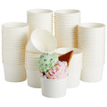 Juvale 100 Pack Disposable Paper Ice Cream Cups, Dessert Bowls for Sundae Bar, Frozen Yogurt (White, 8 Oz) - Ice Cream Sundae Bar Supplies