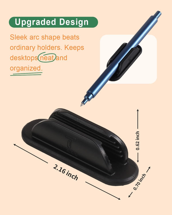 Adhesive Pencil Holders for Desk Set of 10 - Silicone Pen Holder with 15 PCS Upgraded Adhesive Pads - Flexible Pencil Holder for Walls Clipboards,
