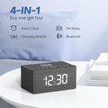 ANJANK Wooden Sound Machine Alarm Clock for Bedroom, Bluetooth Speaker, 20 Soothing Sounds, 0-100% Dimmer, Wireless Charging Station for
