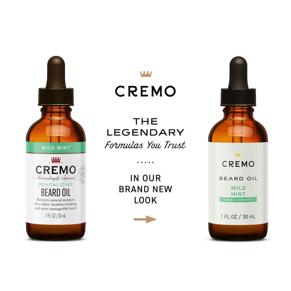 Cremo Beard Oil, Revitalizing Wild Mint, 1 Fl Oz - Restore Natural Moisture and Soften Your Beard to Help Relieve Beard Itch