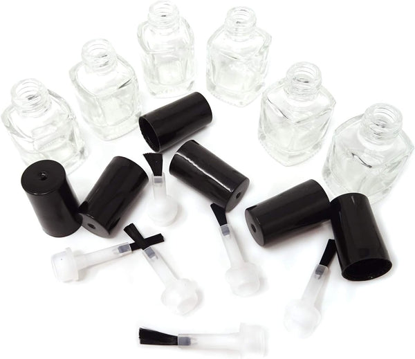 Honbay 6PCS 5Ml Empty Nail Polish Glass Bottles with Brush Cap