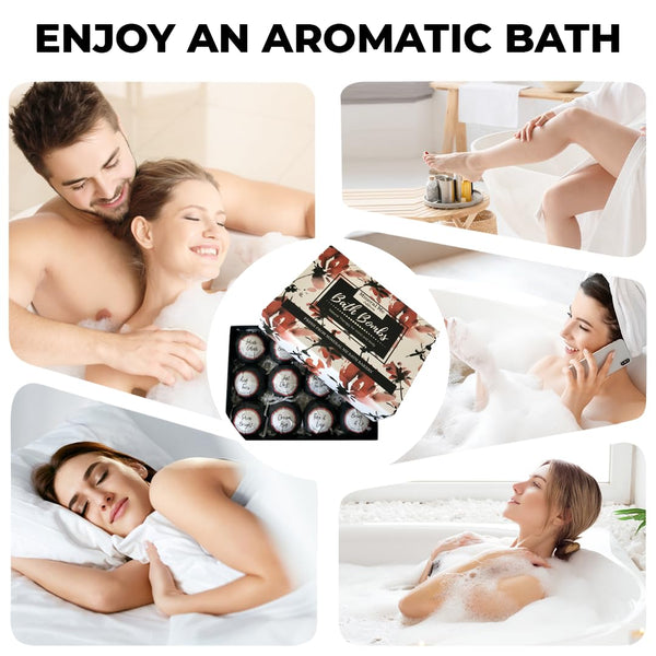 Bath Bombs for Women Relaxing with Inspirational Messages, 12 Natural and Organic Bath Bombs with Essential Oils & Skin Moisturizing Shea Butter.