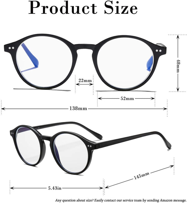 HJSTES Vintage Blue Light Glasses for Women Men round Bluelight Blocking Glasses Thick TR90 Frame Eyeglasses