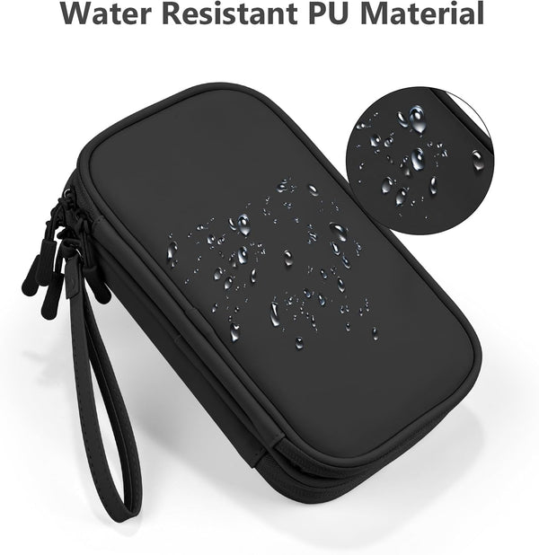 Cable Organizer Bag, Electronic Storage Travel Pouch for Tech Accessories, Cords &Charger, Hard Drive, Power Bank, Iphone (Black-Soft-M)