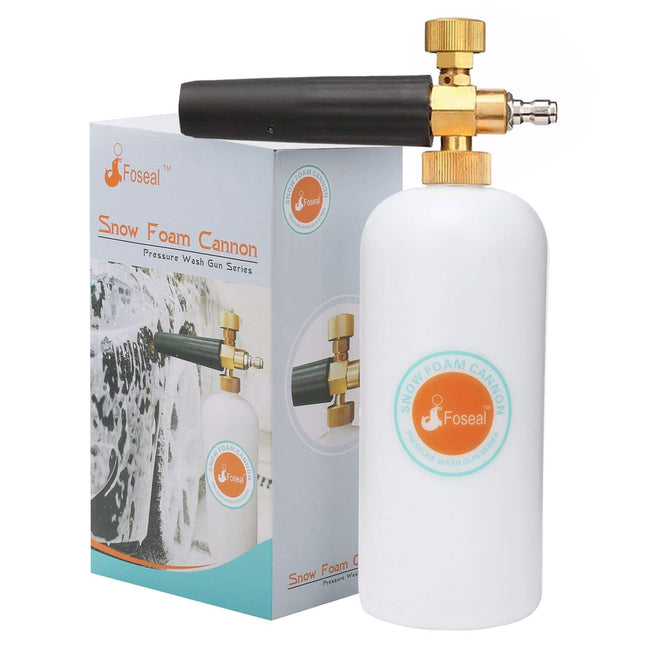Adjustable Snow Foam Cannon with Heavy Duty Brass Knob, Quick Release Foam Blaster for Pressure Washer Gun, 1L Bottle