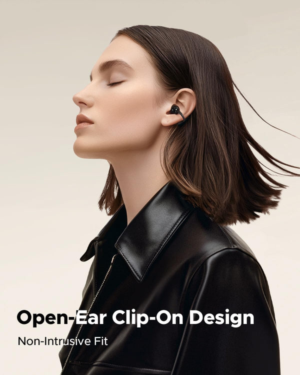 Truefree C10 Open-Ear Earbuds, Clip-On Wireless Headphones, Bluetooth 5.4, 12Mm Driver with Spatial Sound, 28H Playtime, IPX5 Water-Resistant,