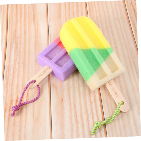 2Pcs Ice Cream Shaped Bath Ball Soft Bathing Towel Creative Bath Flower Shower Body Rubbing Towel Random Style Exfoliating Bath Sponge Body Sponge