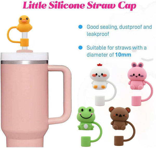 Straw Cover Cap for Stanley Cup,Silicone Straw Topper Compatible with 30&40 Oz Tumbler with Handle,10Mm 0.4In Dust-Proof Reusable Straw Tips Lids
