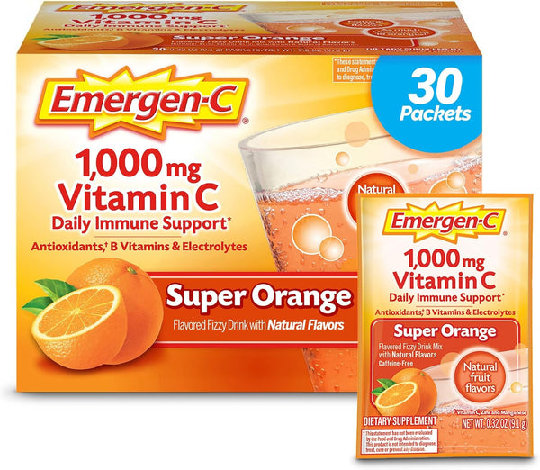 Emergen-C 1000Mg Vitamin C Powder for Daily Immune Support Caffeine Free Vitamin C Supplements with Zinc and Manganese, B Vitamins and