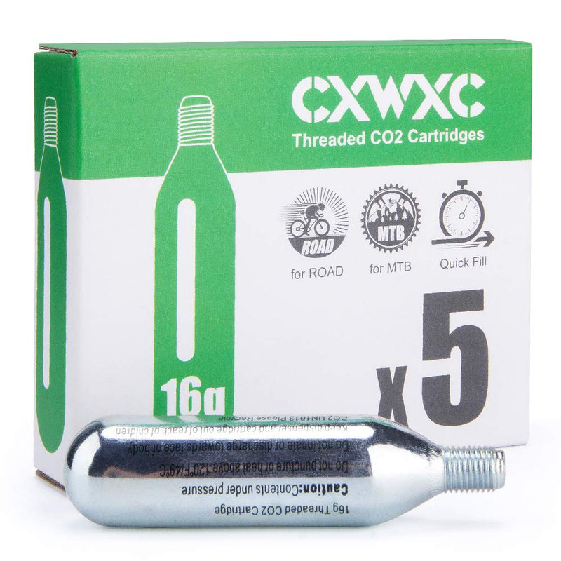 CXWXC 16G / 25G Threaded CO2 Cartridges or CO2 Inflator for Bike Tires - Cartridge for CO2 Inflator with Threaded Connection, CO2 Pump for Road