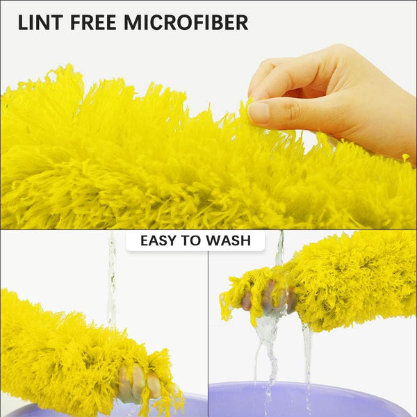 DELUX Microfiber Feather Duster Extendable Cobweb Duster with 100 inches Extra Long Pole, Bendable Head & Scratch-Resistant Hat for Cleaning