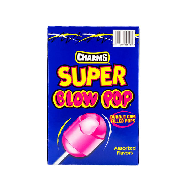Charms Super Blow Pop Lollipops - Dual Candy and Gum Suckers - Bulk Treats for Kids and Adults - Assorted Flavors, 48 Count