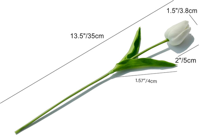 Mandy's Artificial Tulips 20 Stems White PU Faux Flowers for Valentine's Day and Easter Decorations Wedding Home Decor 1