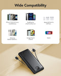 VRURC Portable Charger Built-In Cables and AC Wall Plug, USB C Power Bank 10000Mah, Travel Essentials Phone Charger Compact Lightweight External