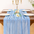 Socomi Blue Summer Cheesecloth Table Runner Light Blue Boho Rustic Gauze 120 Inch 10FT Cheese Cloth Runner for Wedding Party Baby Shower Birthday
