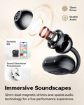 Truefree C10 Open-Ear Earbuds, Clip-On Wireless Headphones, Bluetooth 5.4, 12Mm Driver with Spatial Sound, 28H Playtime, IPX5 Water-Resistant,
