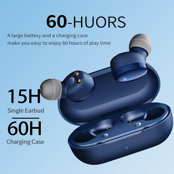 Wireless Earbuds In-Ear Headphones Bluetooth 5.3 with Built-In Mics Deep Bass Clear Call Ultralight Headsets up to 30H Play Time for Studying