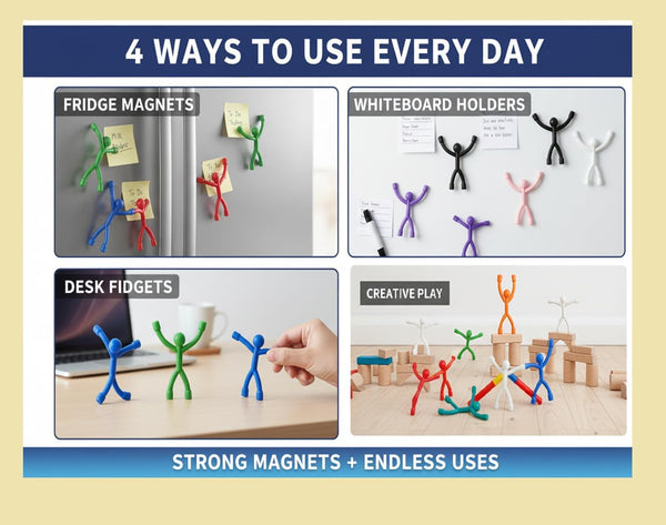 MAGMEN Magnetic Travel Toys, Stretchy, Fun, and Educational Fidget Toys for Kids and Adults Ages 3 and up Pack of 10 Solid
