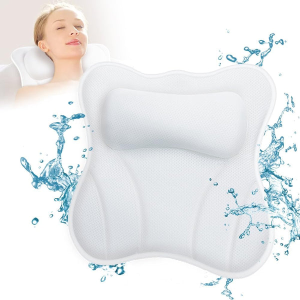 Bath Pillow for Tub Bathtub Pillow for Head and Neck 4D Air Mesh Spa Bath Tub Pillow Headrest with Non-Slip 6 Strong Suction Cups Luxury Bathtub