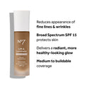 No7 Lift & Luminate Triple Action Serum Foundation - Liquid Makeup with SPF 15 for a Dewy, Glowy Base - Radiant Formula for Mature Skin - Cool