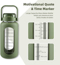 SIEROZUR 64Oz Glass Water Bottle with Straw and Handle Lid Half Gallon Motivational Glass Bottle with Silicone Sleeve and Time Marker Large