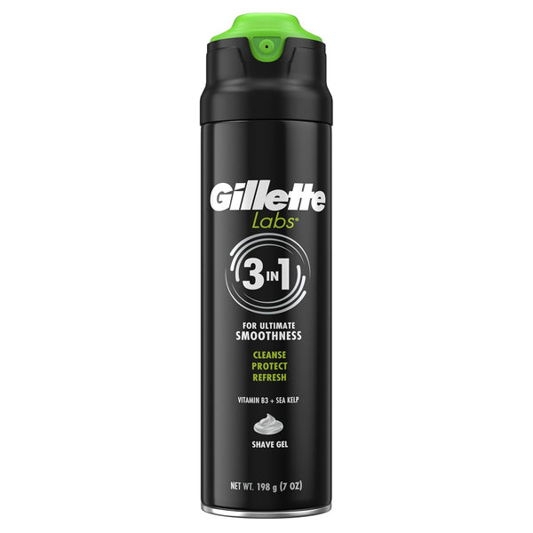 Gillette Labs Rapid Foaming Shaving Gel for Men, Alcohol, Dye and Paraben-Free with Vitamin B3 and Sea Kelp, Cools and Soothes Skin, 7 OZ
