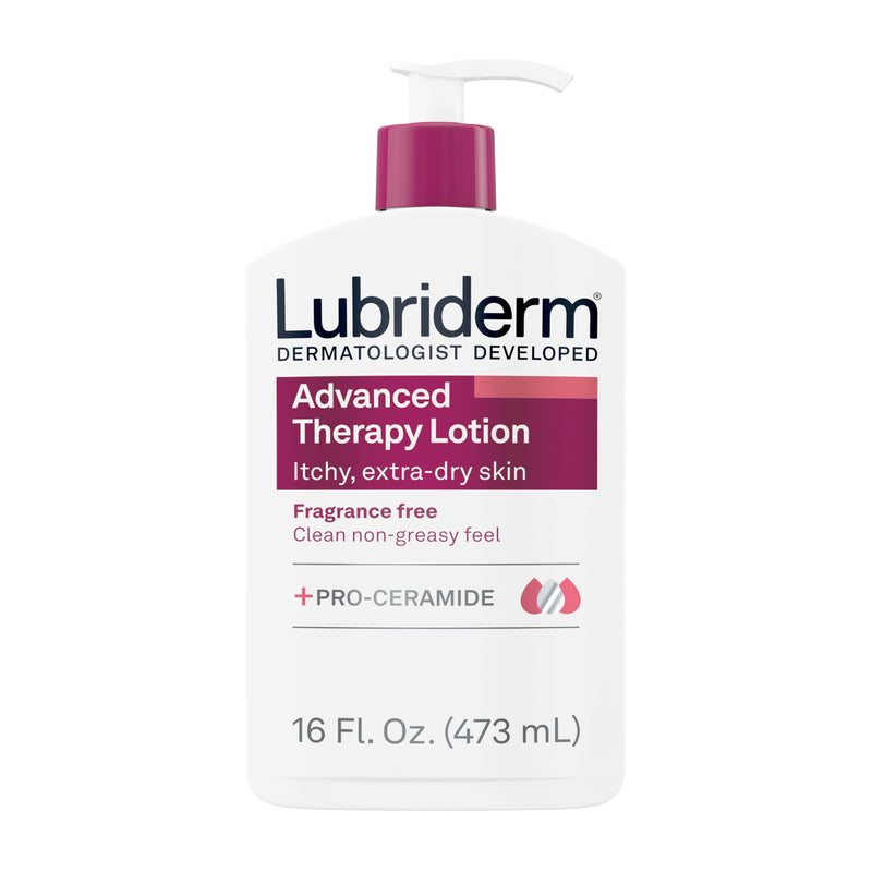 Lubriderm Advanced Therapy Fragrance Free Moisturizing Hand & Body Lotion + Pro-Ceramide, Intense Hydration for Itchy, Extra Dry, & Sensitive
