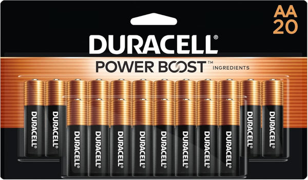 Duracell Coppertop AA Batteries with Power Boost Ingredients, 20 Count Pack Double a Battery with Long-Lasting Power, Alkaline AA Battery for