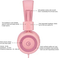 Noot Products Kids Headphones K11 Foldable Stereo Tangle-Free 5Ft Long Cord 3.5Mm Jack Plug in Wired On-Ear Headset for