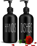 Glass Soap Dispenser Set 2 Pack,Contains Hand and Dish Soap Dispenser.Premium 16 Oz Black Kitchen Soap Dispenser Set for Kitchen Sink and