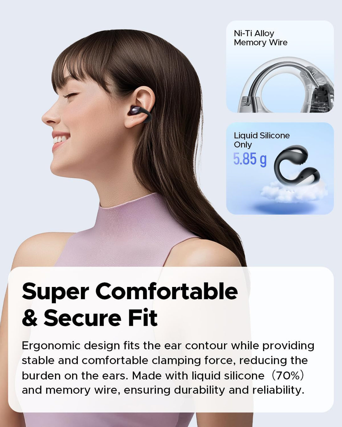 Soundpeats Pearlclip Pro Ear Ultra Open Ear Earbuds Wireless Headphones Bluetooth 5.4 Earphones Clip on Ear Buds with Mic, IPX5 Waterproof, 24 Hrs Play for Running Cycling Fitness