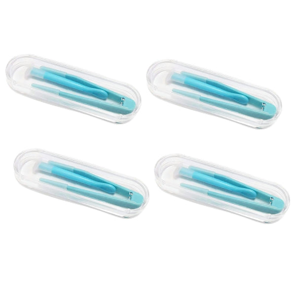 4Pcs Blue Contact Applicator,Contact Lens Remover Tool,Inserter/Remover+Tweezer with Soft Tip,For Contact Lens Cases Health and Household Contact