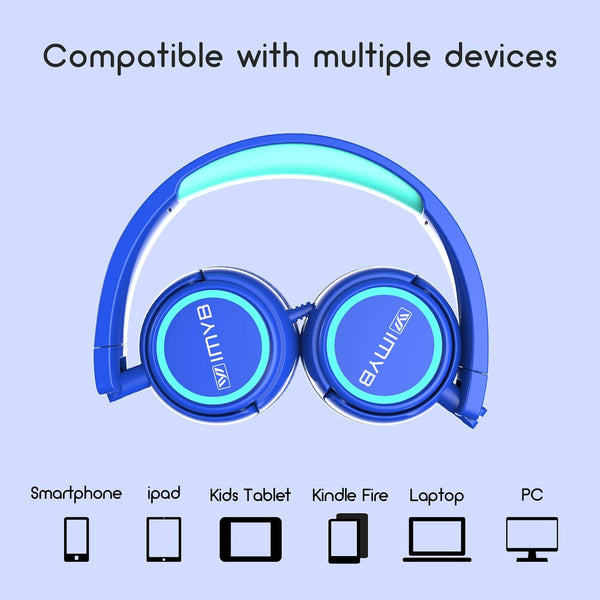Kids Headphones, V1 Wired Stereo Foldable Tangle-Free 3.5mm Adjustable On-Ear Headphones for Kids for