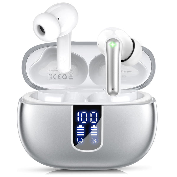 Ear Buds Wireless Earbuds - Bluetooth 5.3 Headphones (48H Playback) Built in Mic with LED Display Charging Case, IP7 Waterproof Earphone for