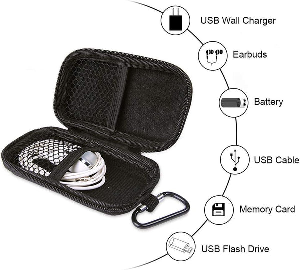 HOOTEK Durable MP3 Player Case, USB Flash Drive Case Bag Wallet, 2Pack EVA Shockproof Hard Carrying Travel Case Bag SD Memory Cards Cable