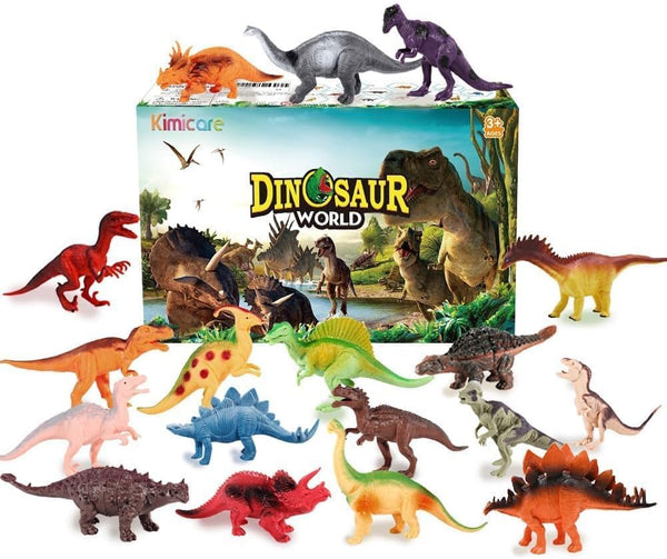 Kids Dinosaur Figures Toys, 7 Inch 12 Pack Jumbo Plastic Dinosaur Playset, STEM Educational Realistic Dinosaurs Figurine for Boys Girls Toddlers