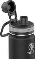 Takeya Originals Vacuum Insulated Stainless Steel Water Bottle, 18 Ounce, Black.