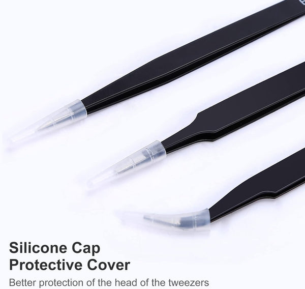 3PCS Precision Tweezers Set, Upgraded Anti-Static Stainless Steel of Tweezers, for Electronics, Soldering, Laboratory Work, Jewelry-Making, Model,