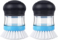 MR.SIGA Soap Dispensing Palm Brush, Kitchen Brush for Dish Pot Pan Sink Cleaning, Pack of 2, Navy/Blue