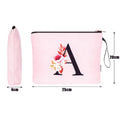 Vavabox A-Z Personalized Makeup Bag, Birthday Gifts for Women Mom, Gifts for Best Friend, Bride Bridesmaid Cosmetic Bag (A, Pink)