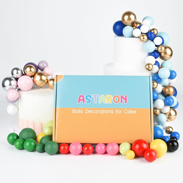 ASTARON 20 Pcs Ball Cake Topper Decorations Mini Balloons Cake Topper Sticks Red Balls Cake Picks Cake Topper Balls for Graduation Birthday Cake