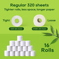 ECOLipak Bamboo Toilet Paper, Septic Safe Toilet Tissue, 16 Double Rolls, 320 Sheets Per Roll, Tree Free, Non Toxic, 2 Ply, Soft and Absorbent,