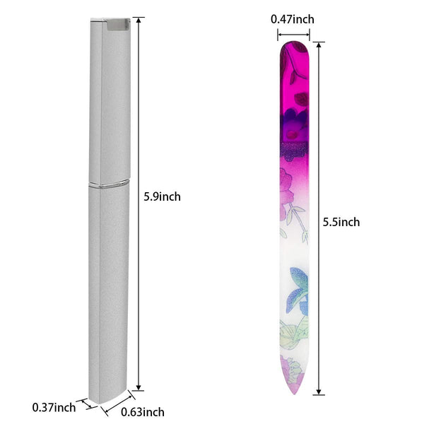 5 Pack Glass Nail Files with Case Crystal Glass Fingernail Files Double Sided Glass Nail File Mixed Color Manicure Set for Gentle Nail Care