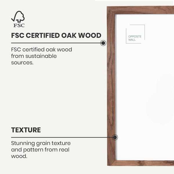 Opposite Wall - 20X30 in - Black Solid Oak Wood Picture Frame - Lightweight, Versatile & Shatterproof - Wall Hanging Poster or Photo Frame - Wall