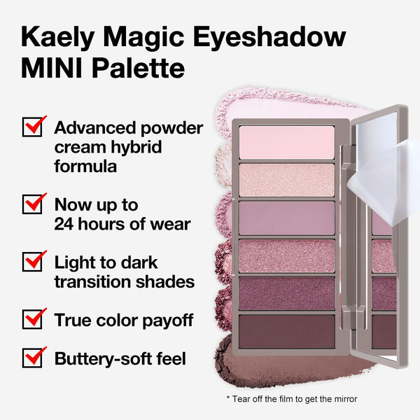 Kaely 6 Colors Mini Rose Gold Pink Eye Shadow Palette Makeup, Neutral Matte Shimmer Eyeshadow Palette for Older Women Highly Pigmented Waterproof,