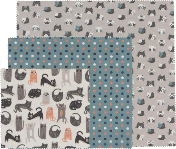 DANICA NOW DESIGNS Cats Beeswax Wrap, 3 CT