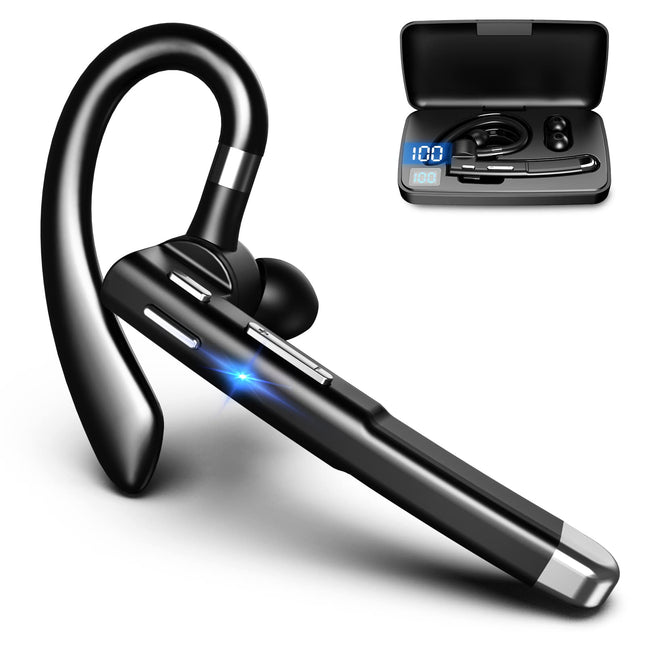 Bluetooth Headset for Cell Phones 500Hrs Standby Time with LED Charging Case 270 Degrees Rotatable Mic Hands Free Blueto